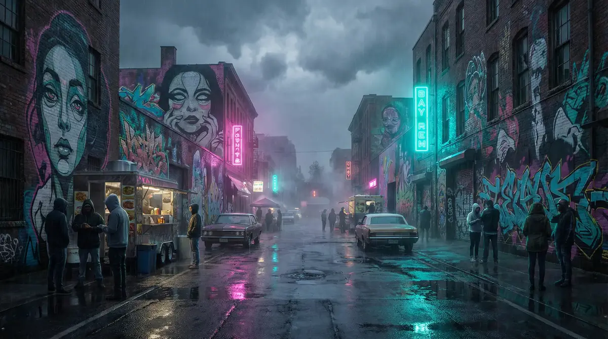 工口h全彩无遮挡 - 雨夜壁画街